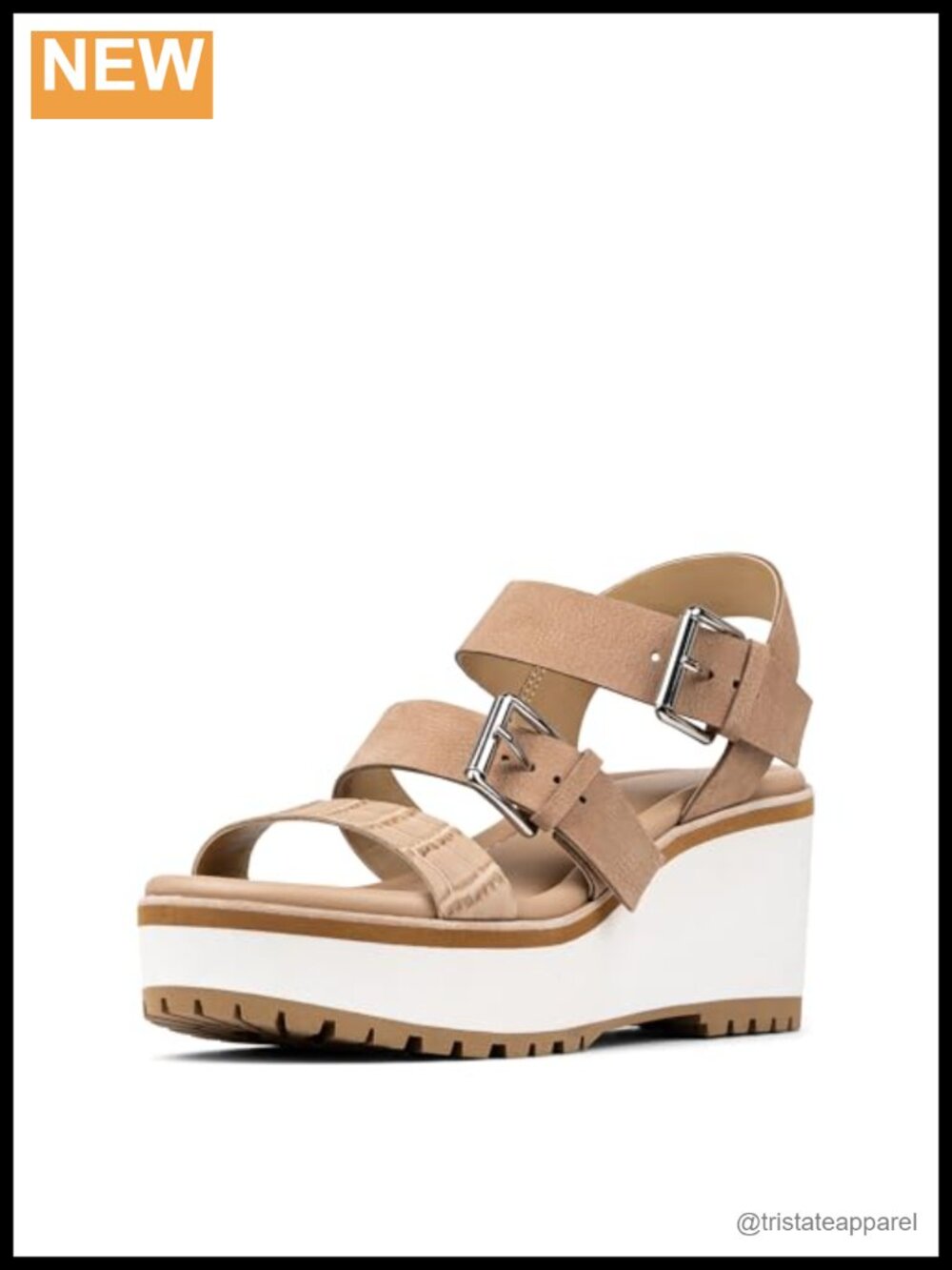 Faux Leather Multi-Strap Wedge Sandal with Memory Foam & Buckle